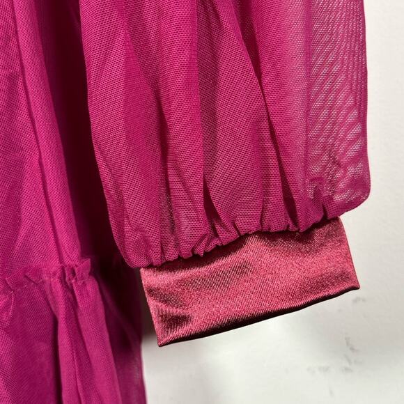 Double Platinum Burgundy wine Sheer Ruffled Tiered Long Sleeve Dress Adult M - Picture 3 of 11